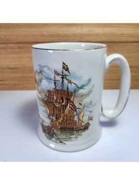 Clipper Ship Beer Stein Wood and Sons Ironstone Made in England 17oz